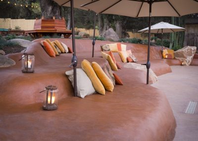 Hand sculpted earthen bench